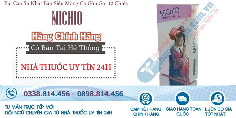 BCS MiChiO siêu mỏng, có gân, gai hộp 12 cái chính hãng Nhật Bản