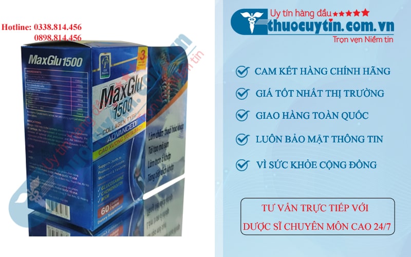 MaxGlu 1500 with Collagen Type 2 hộp 60 viên