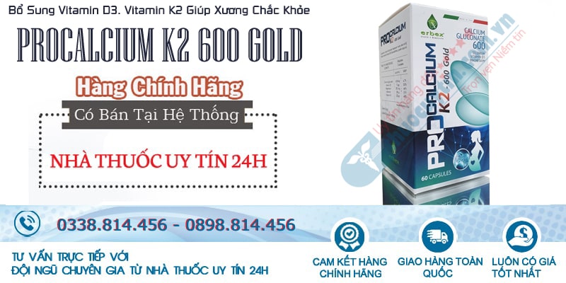 Pro Calcium K2 600 Gold hộp 60 viên nhập khẩu Ý chính hãng