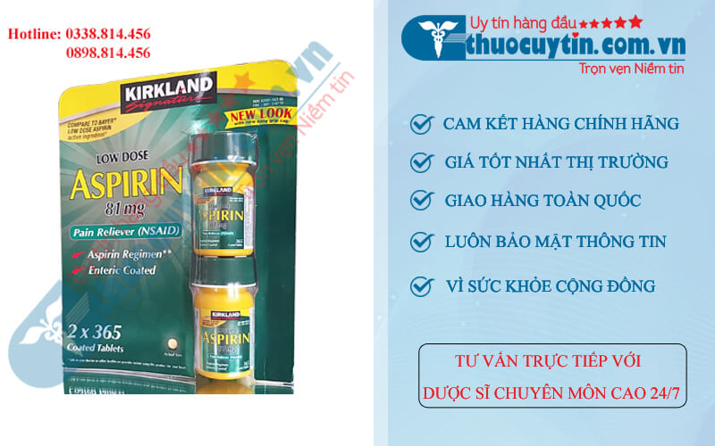 Thuốc giảm đau Kirkland Low Dose Aspirin 81mg