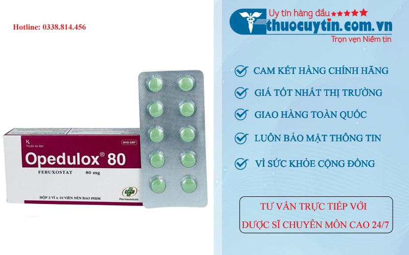 Thuốc Opedulox 80mg - Điều trị bệnh gout (hộp 3 vỉ x 10 viên)