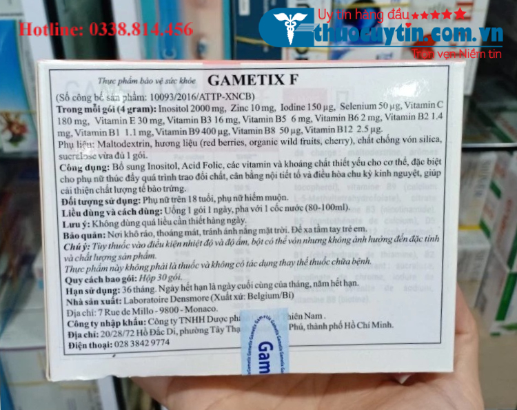 Gametix F bổ sung inositol axit folic cho phụ nữ trước giai đoạn mang thai