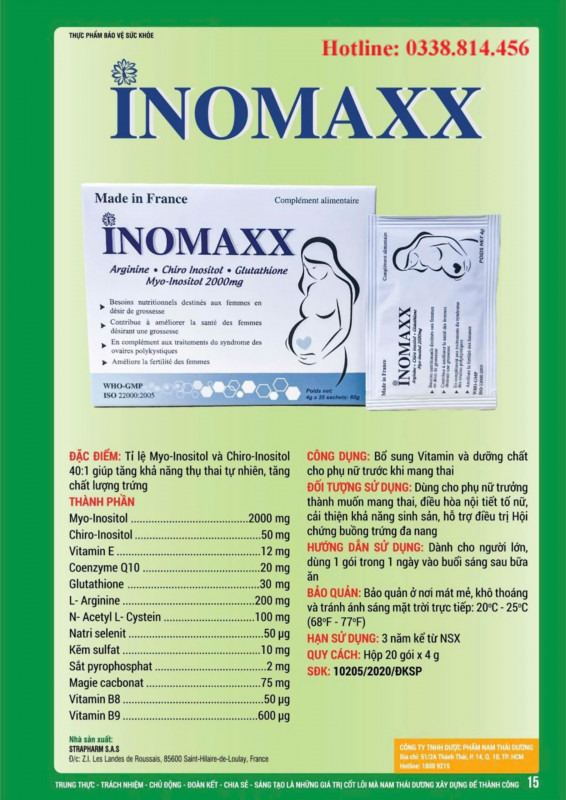 Inomaxx hộp 20 gói nhập khẩu Pháp hỗ trợ điều trị hội chứng buồng trứng đa nang