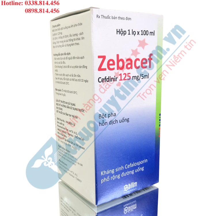 Thuốc Zebacef 125mg/5ml điều trị nhiễm khuẩn phổ rộng