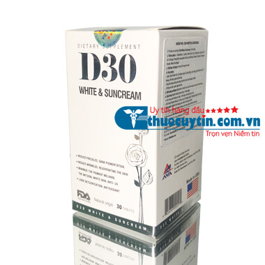 D30 WHITE & SUNCREAM VIÊN TRẮNG DA CHỐNG NẮNG NHẬP KHẨU MỸ