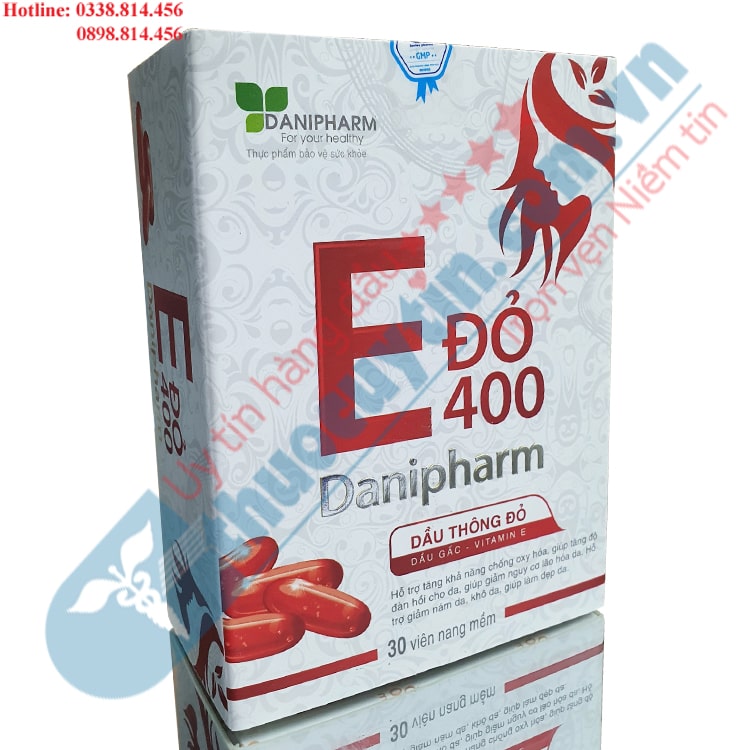 Viên uống Vitamin E Đỏ 400 Danipharm làm đẹp da chống oxy hóa