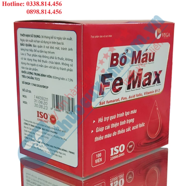 Bổ máu Fe Max cải thiện tình trạng thiếu máu do thiếu sắt, axit folic