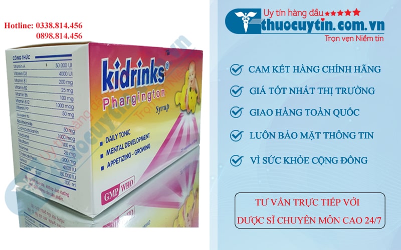  Dung dịch Kidrinks Phargington bổ sung vitamin 20 ống x 10ml