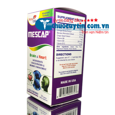 MESCAP BỔ NÃO, TĂNG CƯỜNG LƯU THÔNG KHÍ HUYẾT