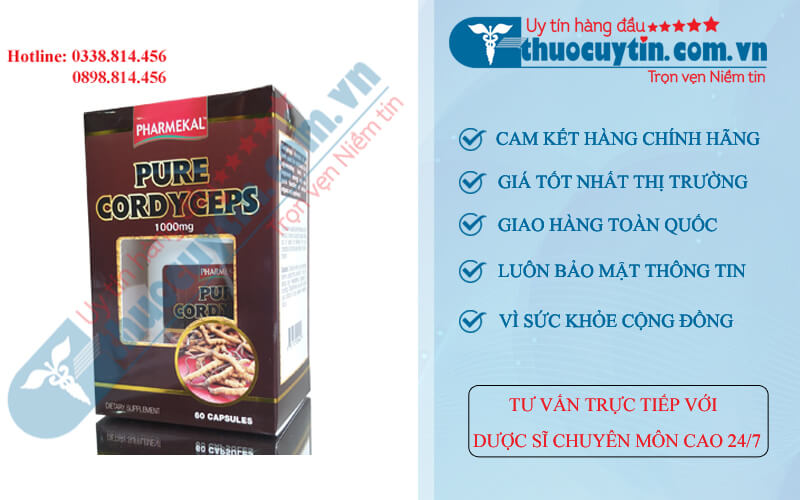 Viên uống đông trùng hạ thảo Pharmekal Pure Cordyceps 1000mg