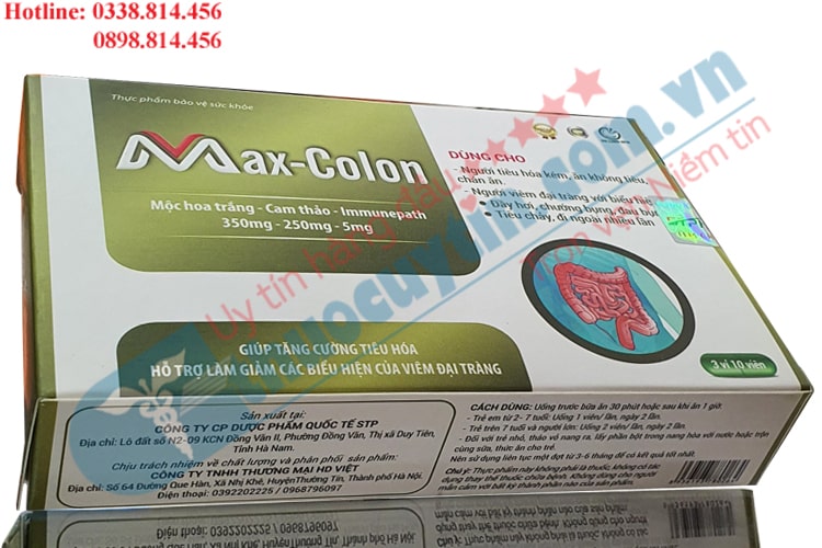 Thuốc Max-colon chứa mộc hoa trắng, cam thảo giúp tăng cường tiêu hóa