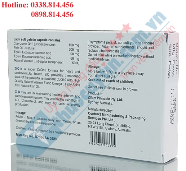 thuốc ZiQ chứa Coenzym Q10