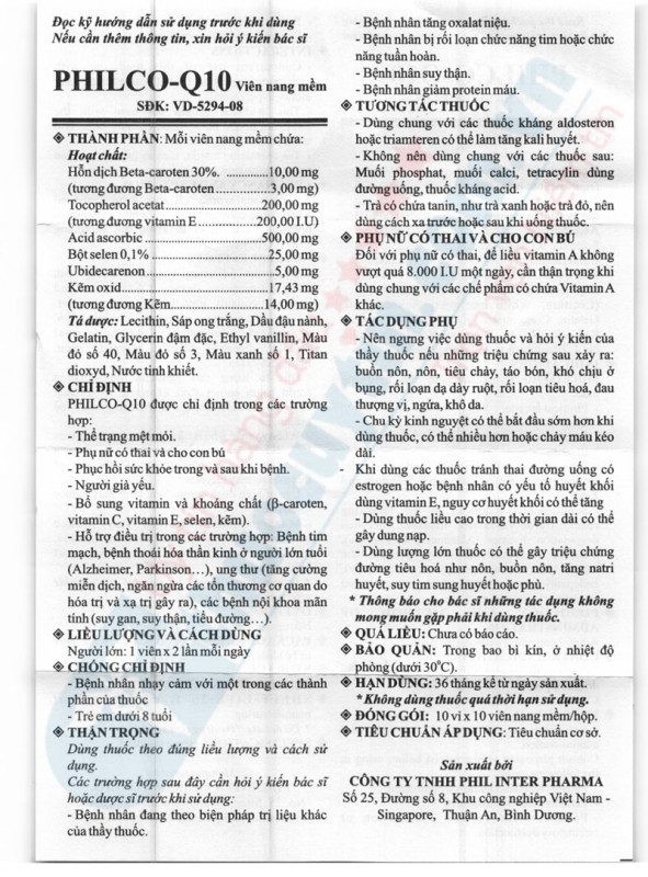 Hướng dẫn sử dụng thuốc Philco Q10